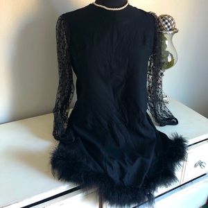 Vintage Black Dress w/Polka Dot Sleeves